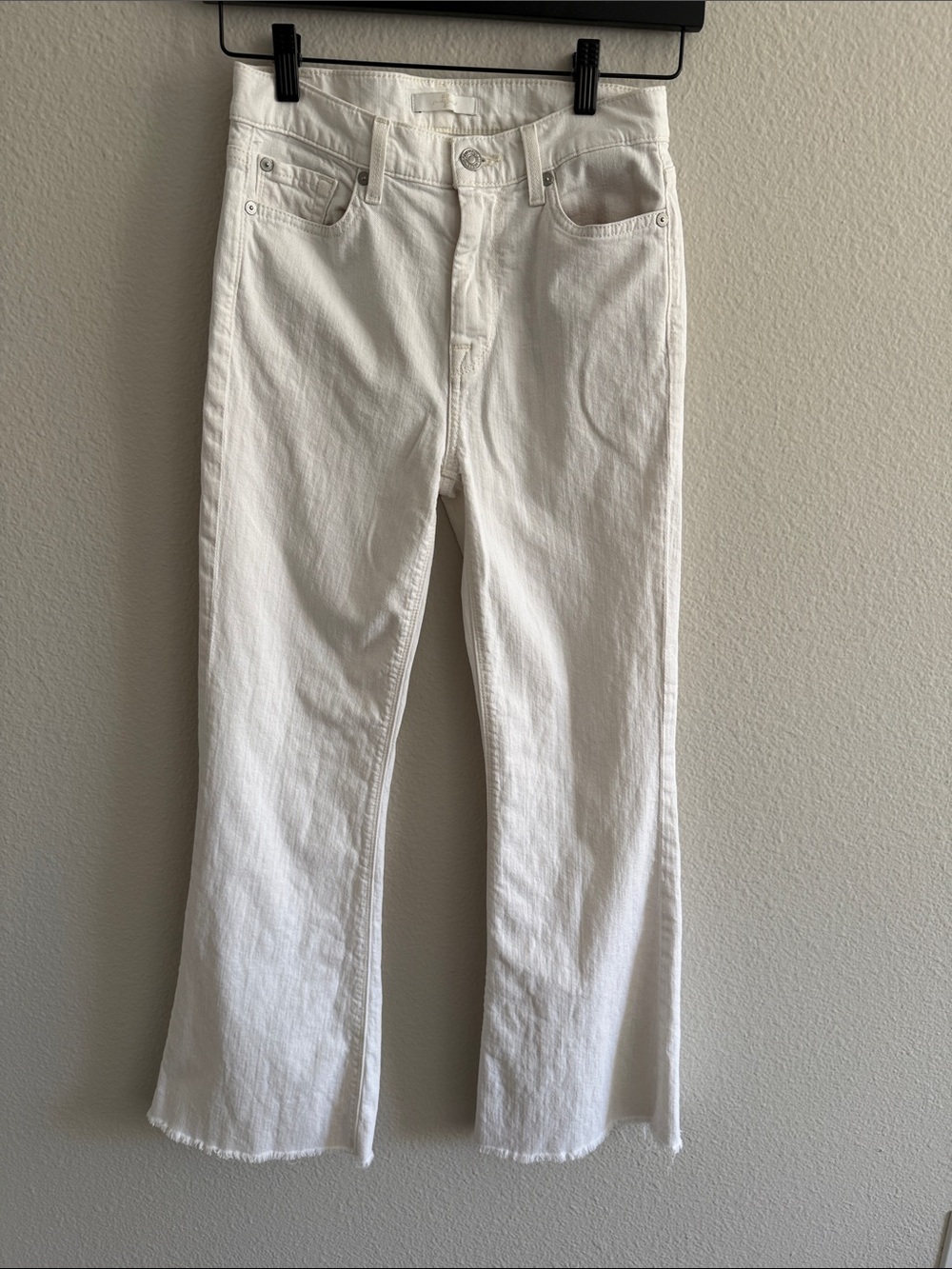 7 for all Mankind White Flare Denim Jeans Sz 26
